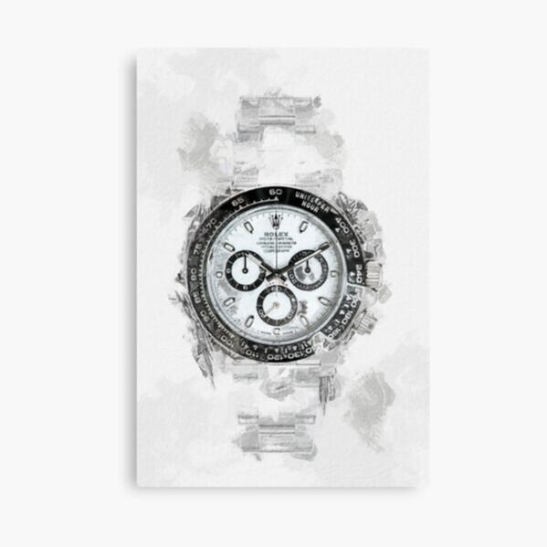 Rolex Daytona panda technical drawing art canvas