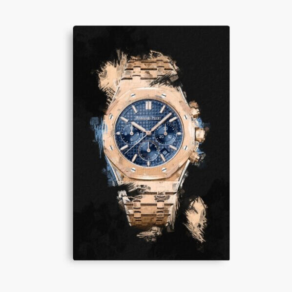 AP Royal Oak Chronograph gold blue dial watch illustration